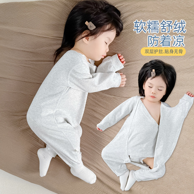 婴儿睡衣春秋款衣服a类纯棉连体衣6一12月宝宝护肚9冬季打底内衣3