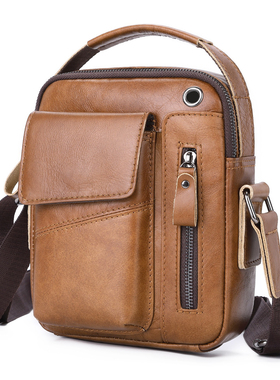 messenger bag men 男款头层牛皮耳机孔2025Middle East 中东欧美