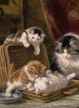 C018【荷兰】 Henriette Ronner-Knip 宠物猫狗动物绘画电子图库