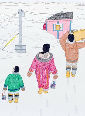 A349【加拿大】（Annie Pootoogook）土著艺术家美术绘画素材图.