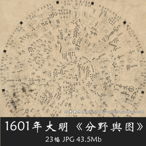 明朝《分野舆图》1601年高清电子版老地图历史资料素材23幅JPG