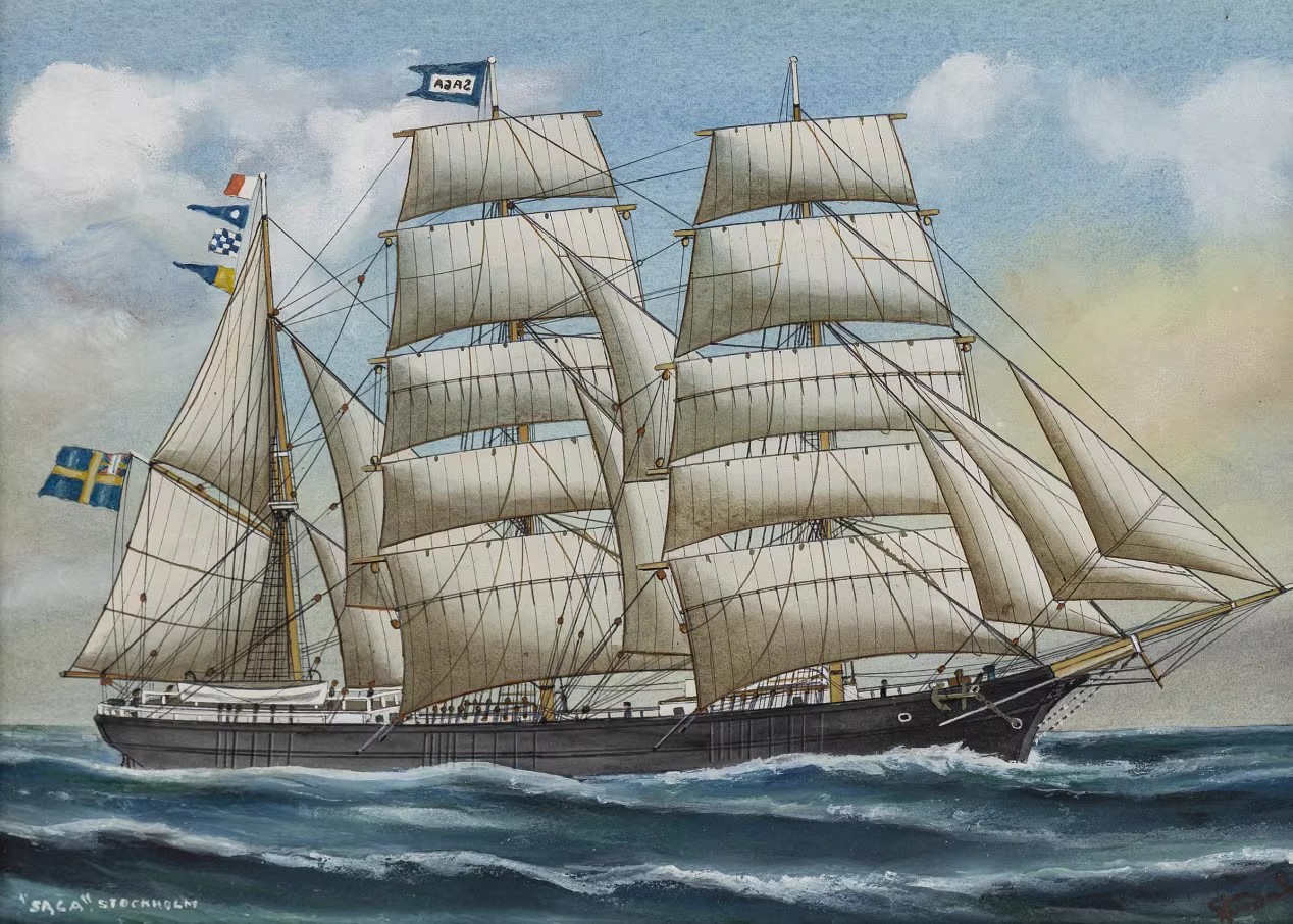 c632【瑞典】gustaf fredriksson 帆船题材绘画网传图库.