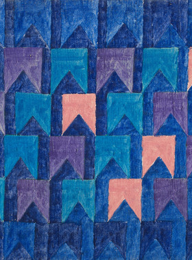 R569【巴西】沃尔皮（Alfredo Volpi ）抽象几何绘画网传电子图.