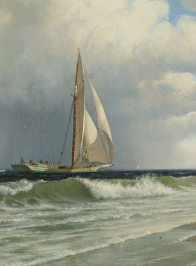 K958【美国】塞利瓦（Francis Augustus Silva）海岸风景油画图库