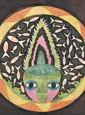 A302【英国】（Scottie Wilson）超现实风格绘画、纹饰网传图库