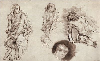 YC490【法国】欧仁·德拉克罗瓦 Eugene Delacroix 素描画稿版画