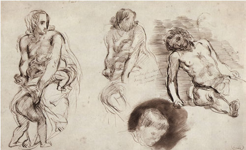 YC490【法国】欧仁·德拉克罗瓦 Eugene Delacroix 素描画稿版画