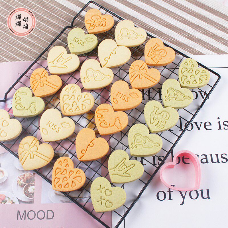 心型饼干模具3d立体卡通烘焙按压式家用糖霜蛋糕压模婚礼情人节