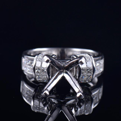 Fay Jewelry 铂金镶嵌定制婚戒情侣对戒指环空托圆形钻石戒环指托