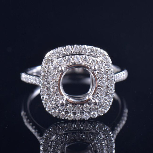 Fay Jewelry奢华白金钻戒圆形5mm镶嵌钻石女士戒指空托指环定制