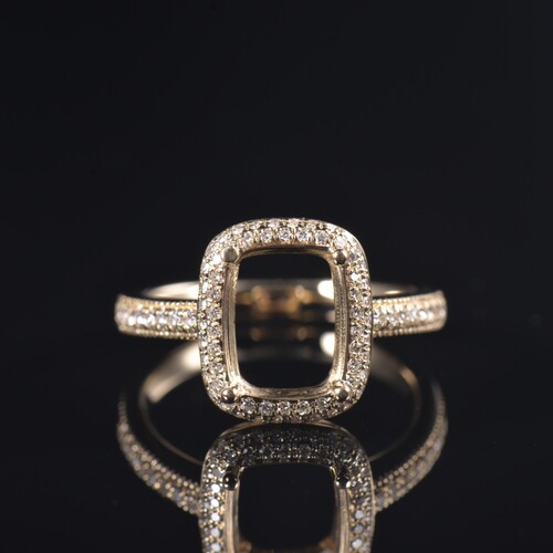 Fay Jewelry 10K金镶嵌轻奢定制女指环空托酷形7*9钻石戒环指托