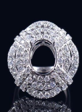 于凡珠宝 奢华白金钻戒椭圆形10*13镶嵌钻石女士戒指空托指环定制