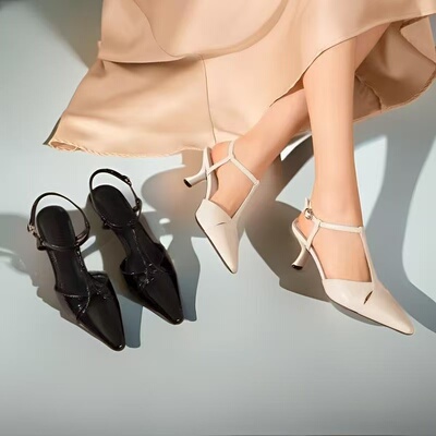 一代佳人法式尖头高跟鞋凉鞋春夏款细跟配裙子单鞋晚晚鞋26V5760