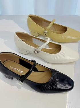 专柜正品2025夏季新款真皮低跟玛丽珍鞋舒适优雅浅口单鞋女188395