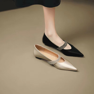 平底春季 淑女高品质尖头鞋 新款 不累脚时尚 水钻26a001 夏季 专柜正品