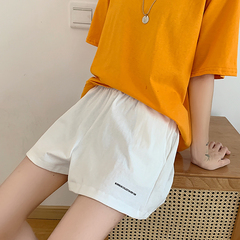 Real shot of Korean new loose high waist leisure wide leg sports shorts for women