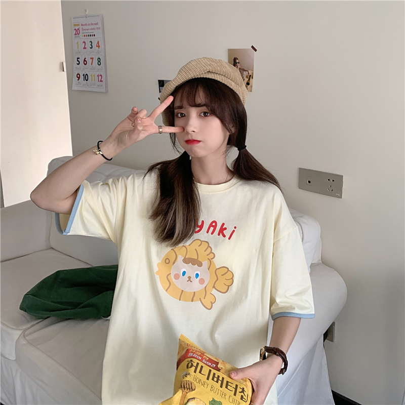 Two loose sleeve printed T-shirt