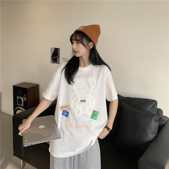 實拍新款小熊短袖恤寬鬆女夏季