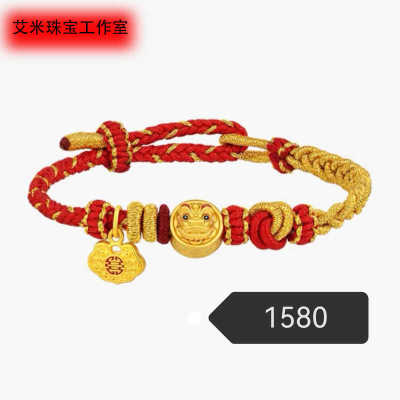 福锁狮来运转999足金手链潮宏基