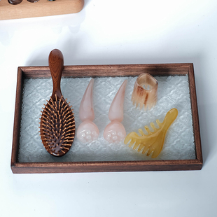 美容院头疗专用工具按摩刷经络梳头皮放松牛角五爪梳刮痧气垫梳