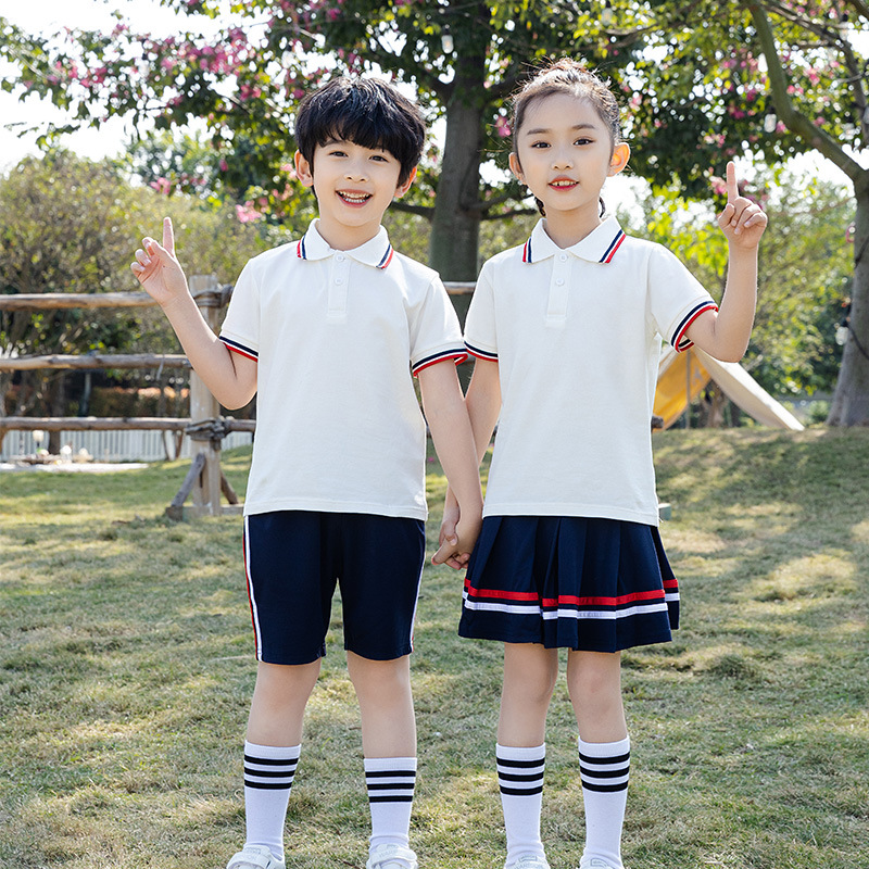 英伦风小学生校服夏装短袖纯棉套装幼儿园夏季班服夏天园服黄色