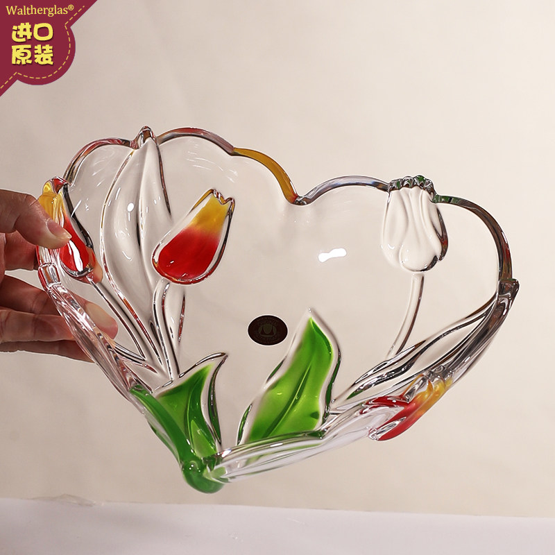 特价清仓德国Walther-glas华特无铅水晶tulip多彩心形小果盘点心