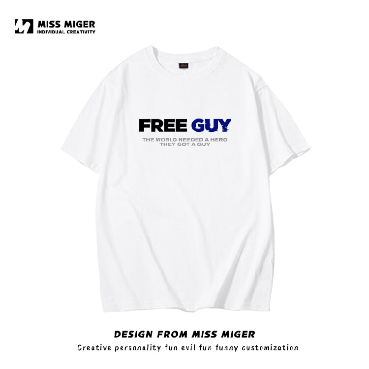 free guy失控玩家自由人死侍 瑞安雷诺兹可定制纯棉短袖潮t恤衣服