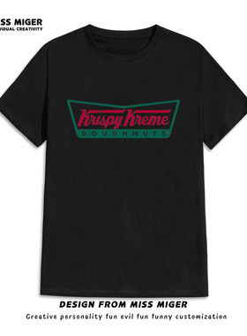 Krispy Kreme Doughnuts甜甜圈爱好穿棉短袖男女潮牌来图定制T恤
