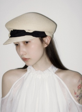 「在一片草丛降落」草编报童帽 法式户外防晒遮阳帽