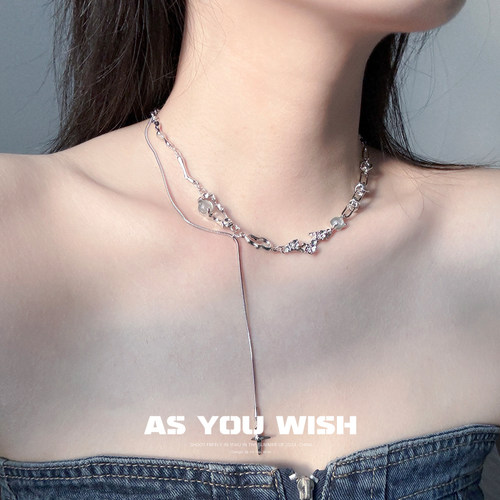 个性芒星串珠拼接流苏项链