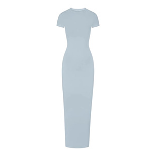 SKIMS卡戴珊同款NEWVINTAGE开叉螺纹弹力包臀显瘦连衣裙短袖长裙