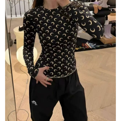 marine月亮打底衫T恤长袖薄上衣