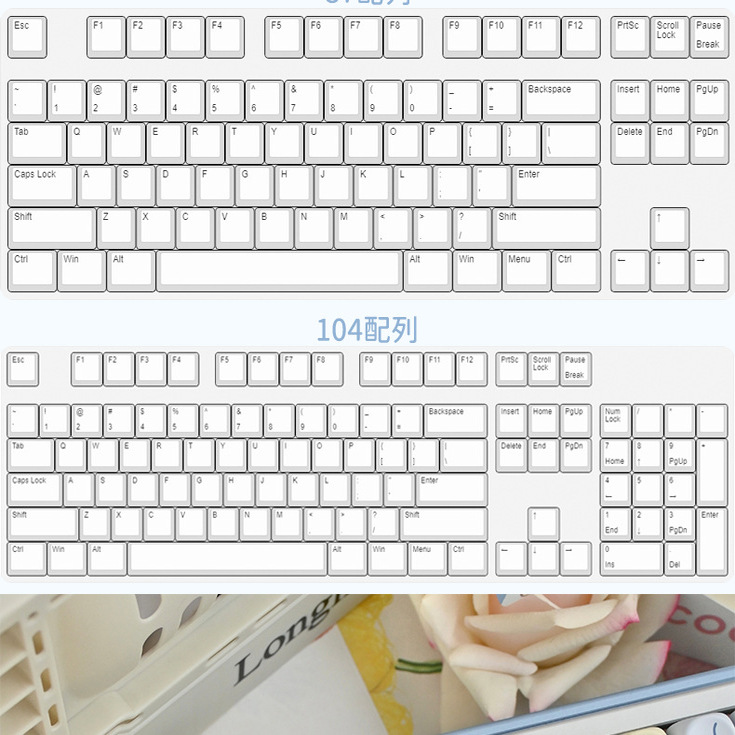 蓝色小猫咪单面热升华MOA高度个性主题客制化机械键盘键帽