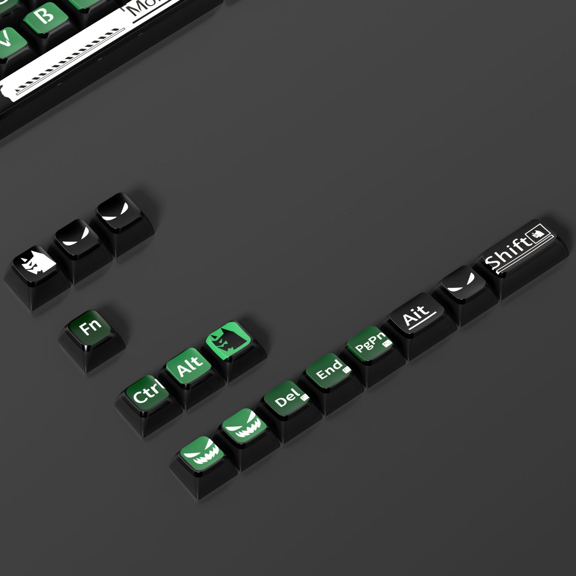 墨绿色小怪兽动漫个性键帽热升华PBT客制化机械键盘键帽118键全套