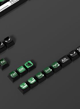 墨绿色小怪兽动漫个性键帽热升华PBT客制化机械键盘键帽118键全套