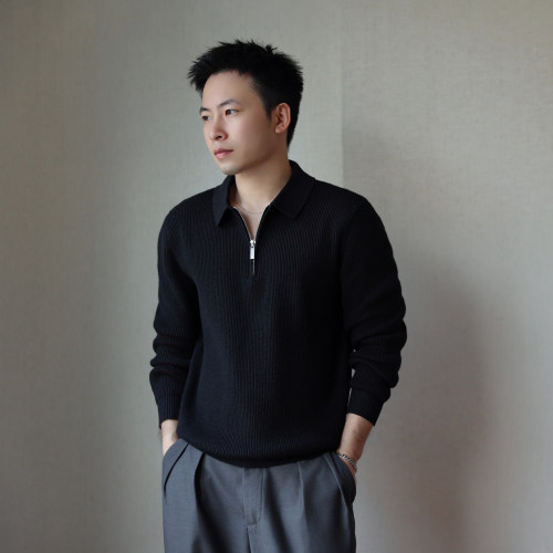 秋冬季半拉链休闲简约男士毛衣