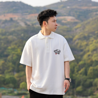 日系休闲oversize宽松POLO衫男