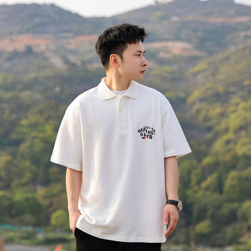 日系休闲oversize宽松POLO衫男