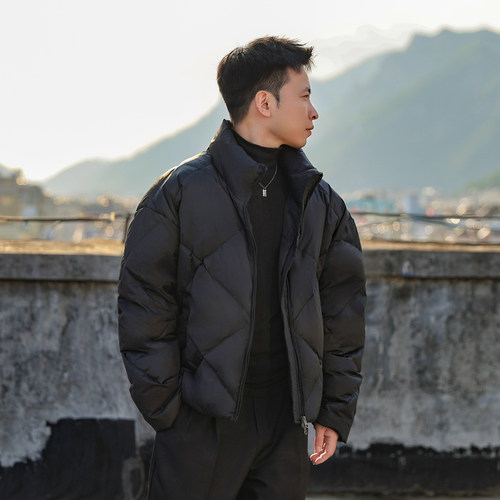 短款宽松立领羽绒服男