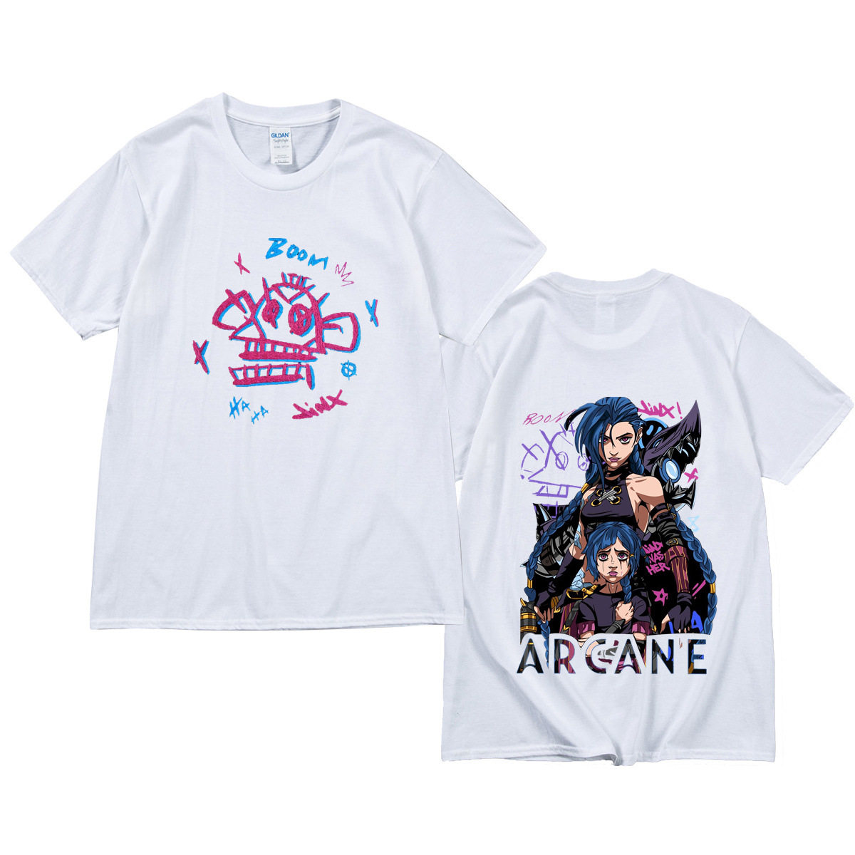 动漫印花T恤Arcane Jinx T Shirt Women Harajuku Aesthetic