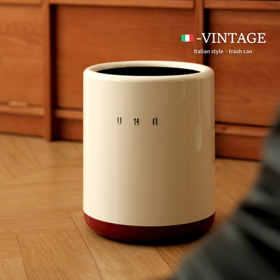 奶油风大容量垃圾桶2025年新款