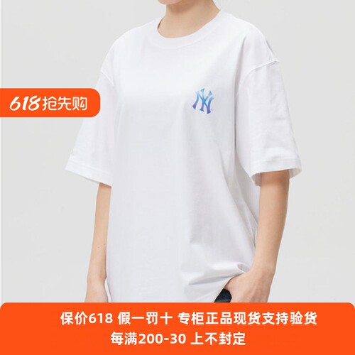 正品现货MLB男女26新款NY手绘印花凉感休闲运动T恤短袖3ATSB0663