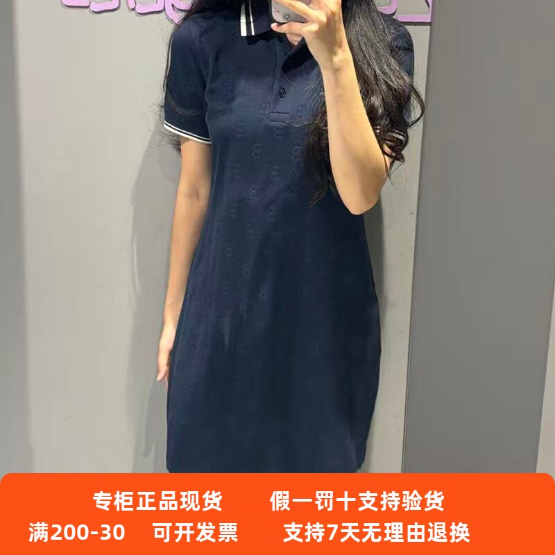 正品现货MLB女子26新款NY老花满标POLO修身运动连衣裙3FOPM0163