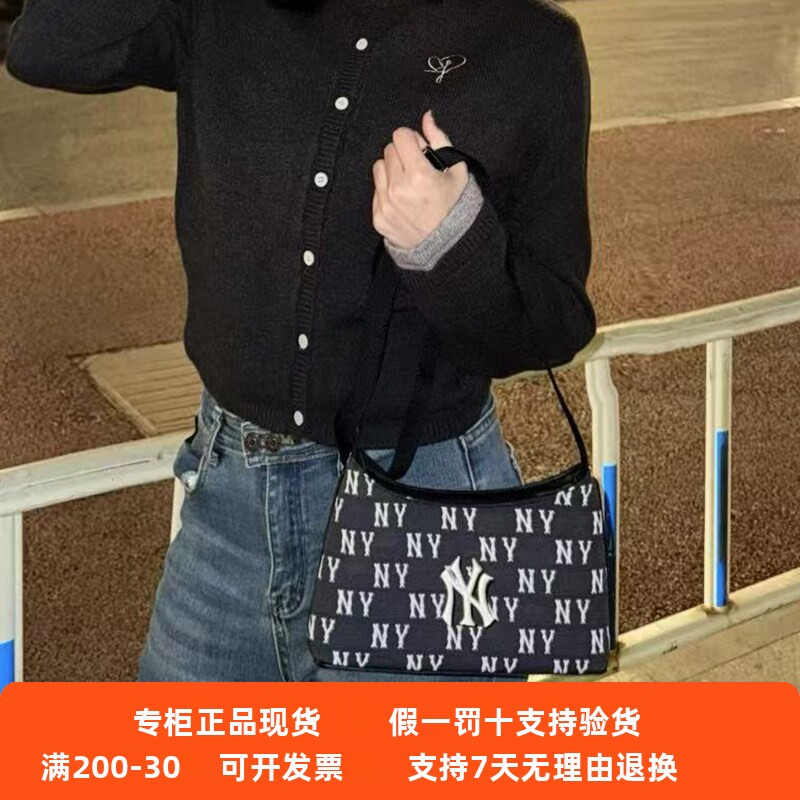国内现货MLB男女25新款NY老花满印可调节腋下单肩斜挎包3ACRM015N