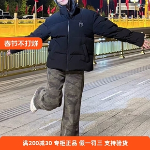 国内现货MLB男女25新款NY大标印花防水立领羽绒服外套3ADJB5056