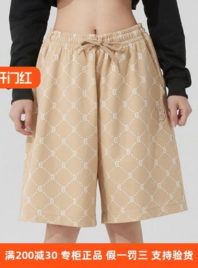 国内正品MLB男女25新款NY老花满标运动宽松休闲五分短裤3ASPM0153