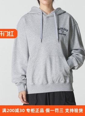 国内现货MLB男女25新款NY皱眉熊印花连帽运动套头衫卫衣3AHDE0154