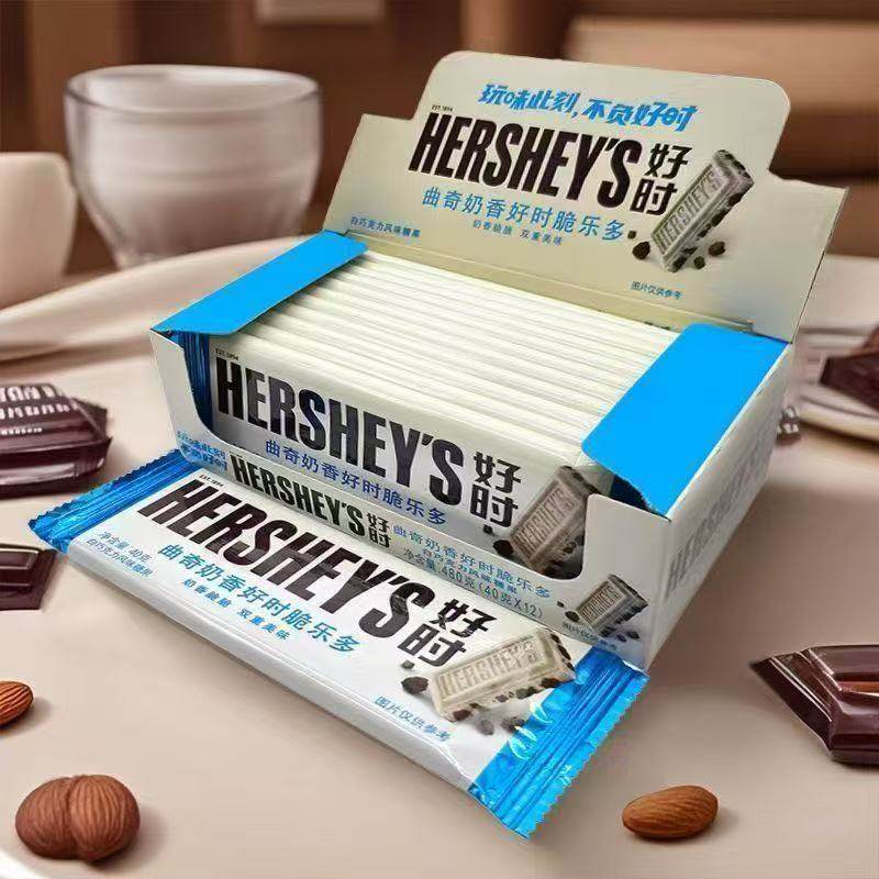 整盒好时巧克力排块40g*12支曲奇牛奶香白巴旦木黑巧糖果纯可可脂