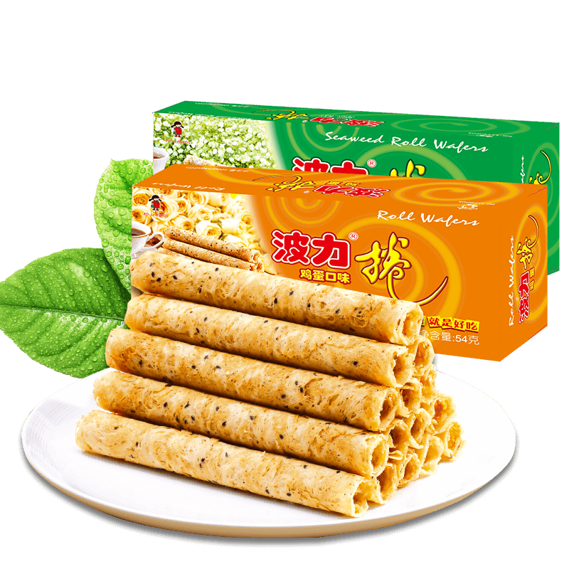 包邮 整箱波力卷蛋卷鸡蛋卷/海苔卷 54gx24盒 精品零食品早餐蛋卷