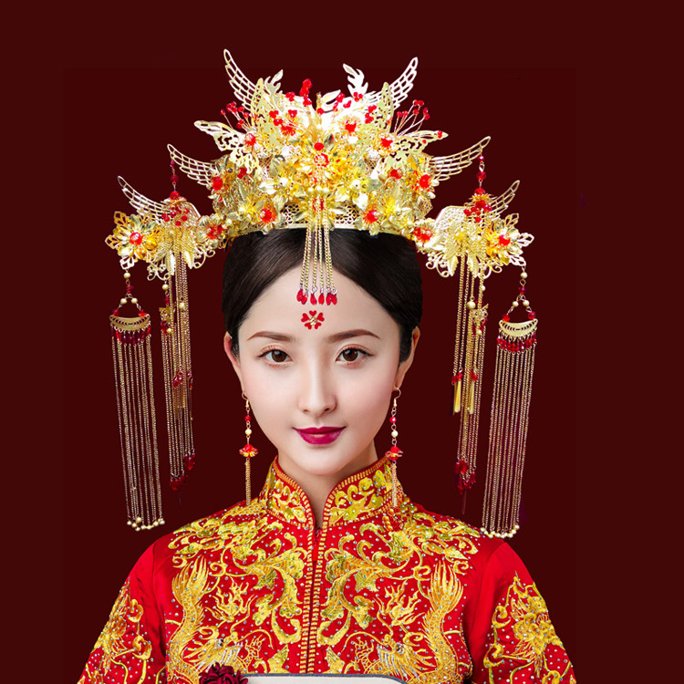 头饰中式结婚流苏耳环秀禾服